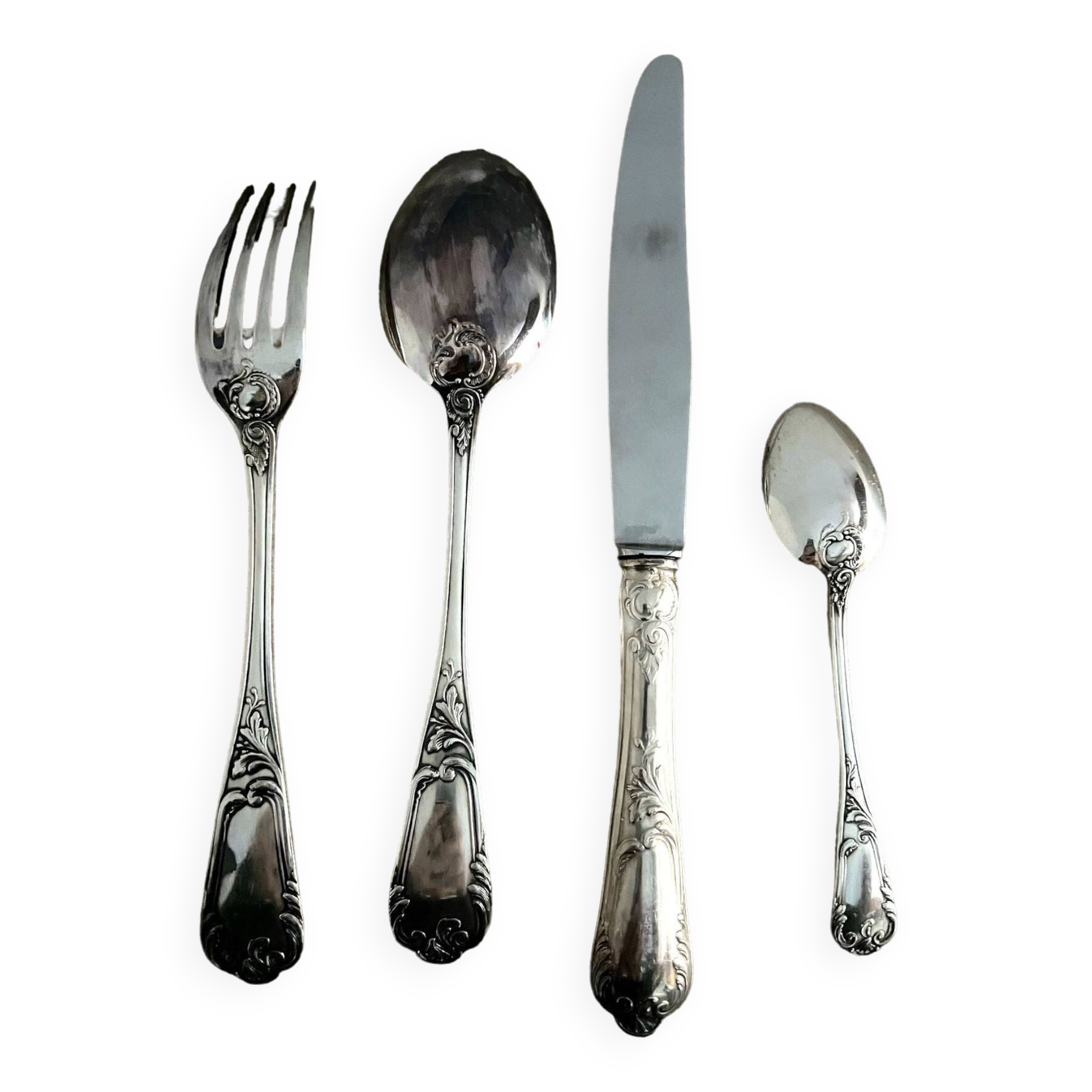 Coffret écrin 4 couverts Cailar Bayard métal argenté poinçons
