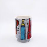 Italian round vase with bottle and floral motifs - 1950s/1960s