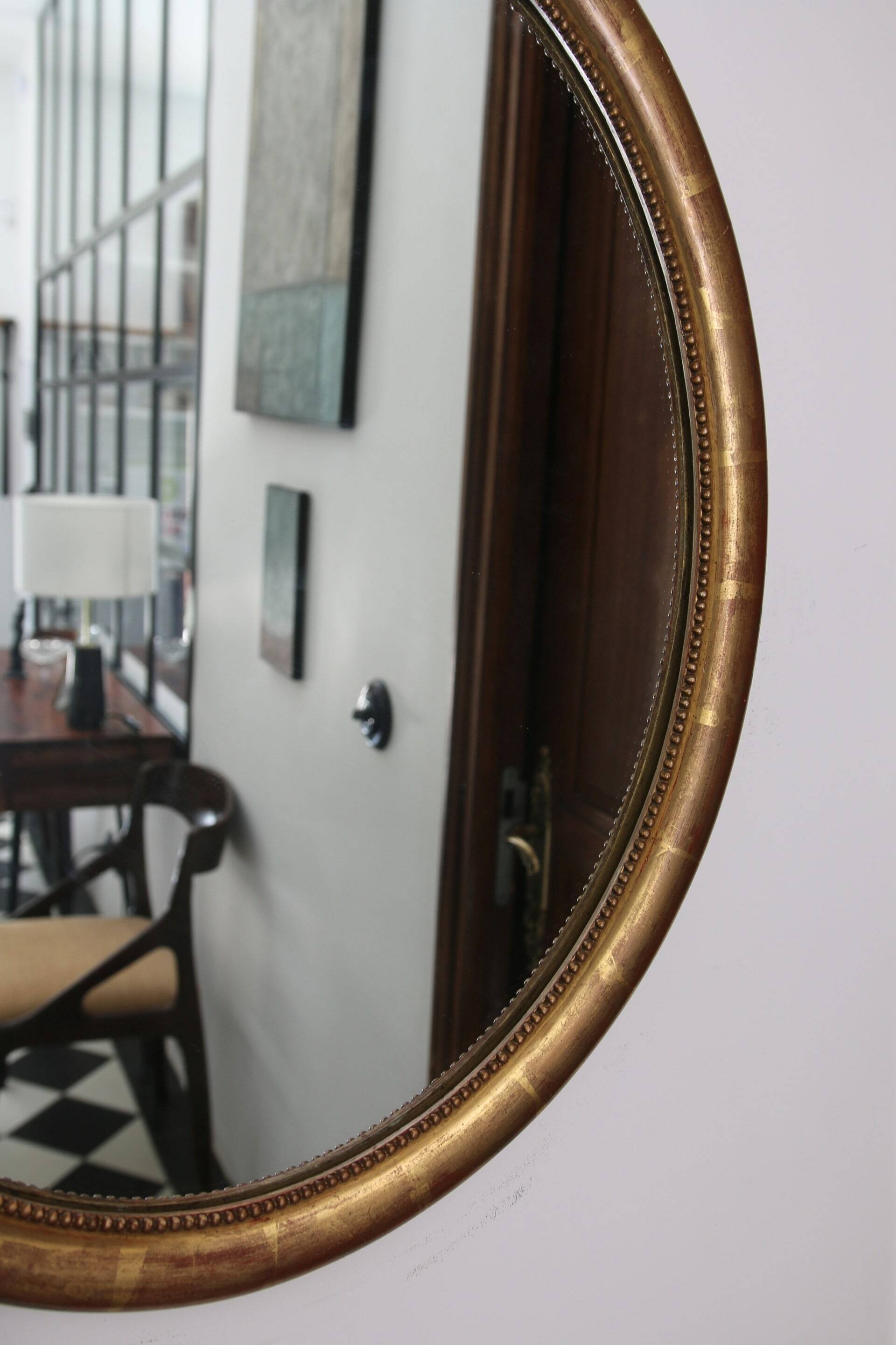 Oval mirror with gilded wood, Napoleon III medallion.