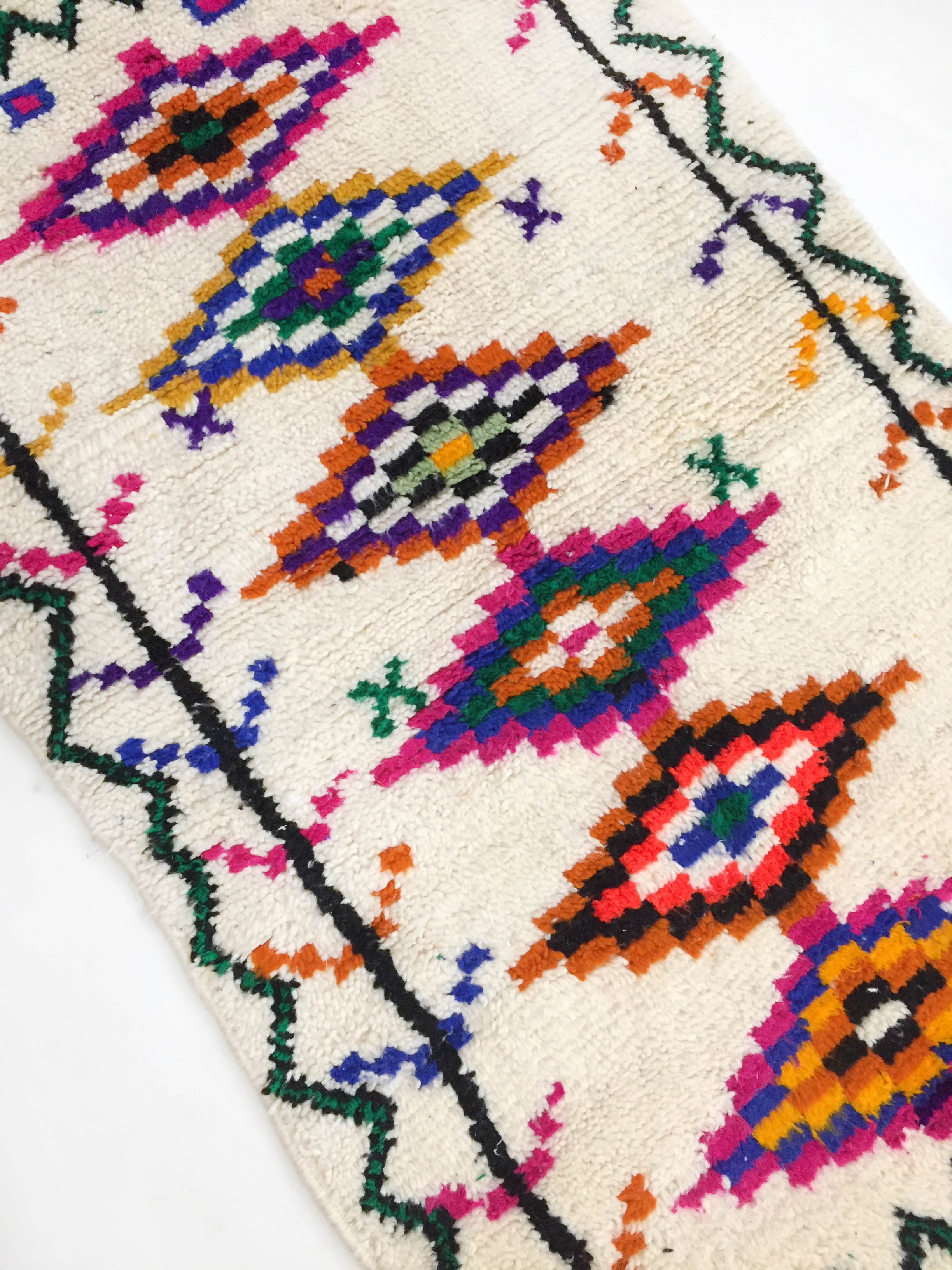 Moroccan Berber carpet azilal ecru with colorful patterns 172x105cm