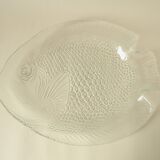 Vintage clear glass fish dish - retro tableware