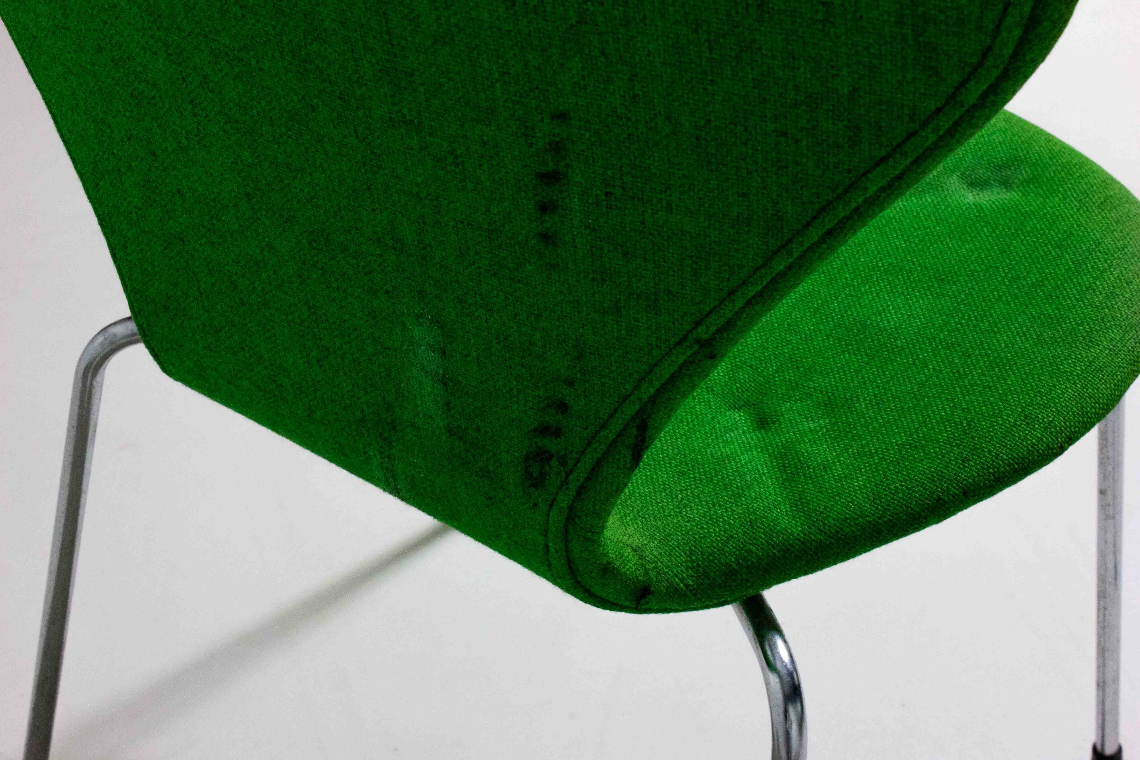 Set of 4 Fritz Hansen butterfly chairs in deep green fabric, 1980s