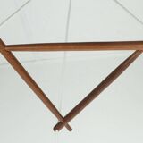 exceptionally beautiful danish modern PENDANT LIGHT teak opaline glass ceramic 3-light hanging lamp