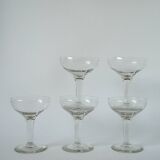 set of 5 engraved crystal champagne glasses 1950