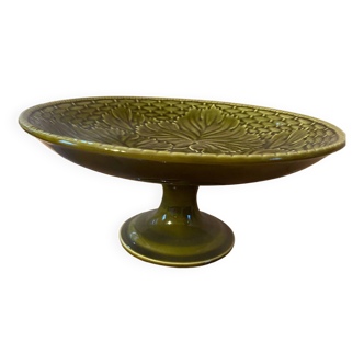 Gien olive green compote dish