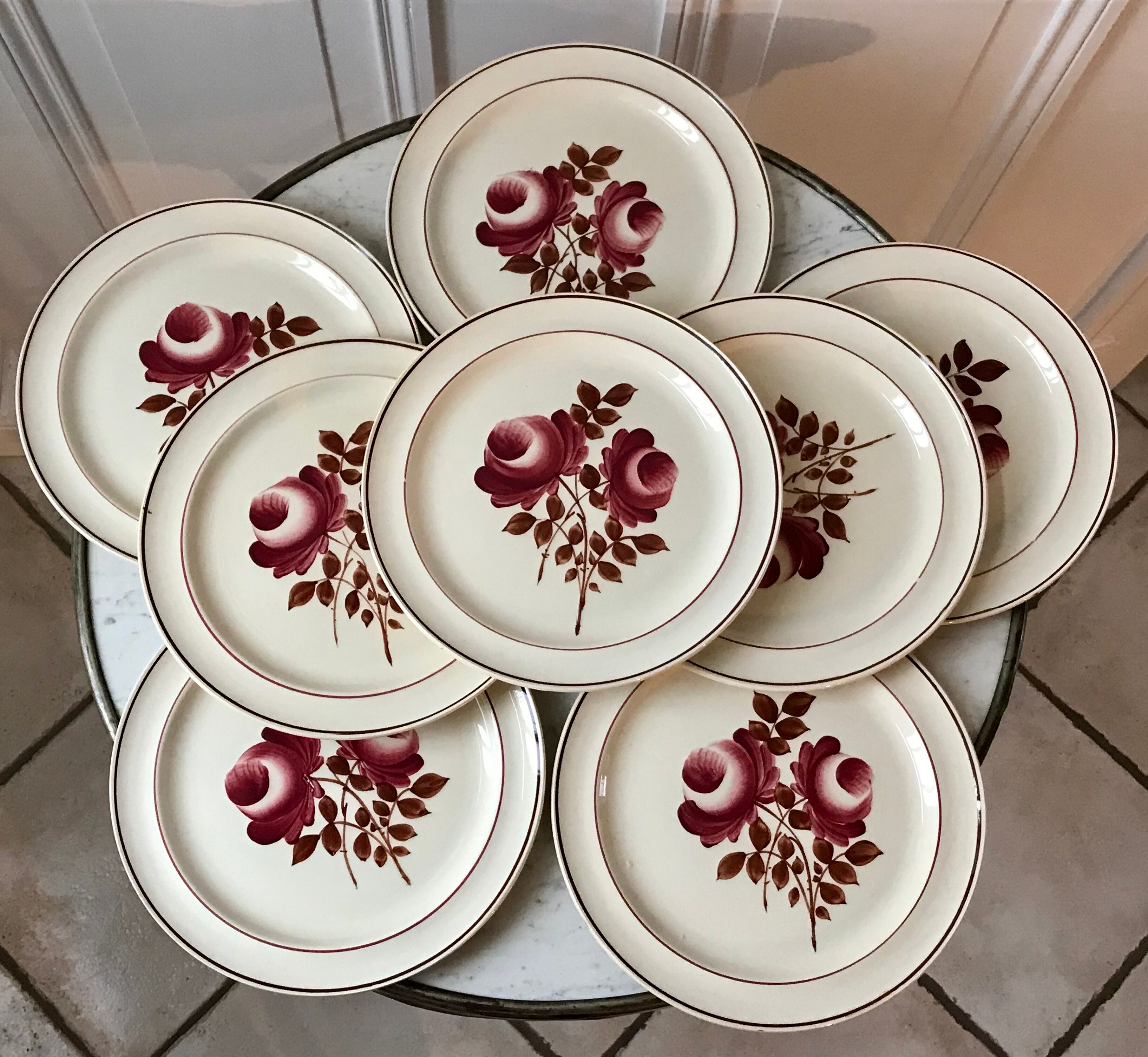 set of 8 flat plates Moulin des Loups model "Roubaix" 40s