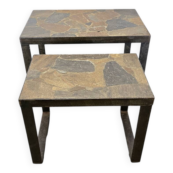 Tables d'appoint ou de plante brutalistes vintage, années 1970
