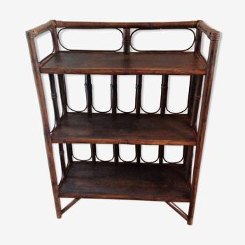 Floor on feet three levels in rattan / vintage years 60-70s