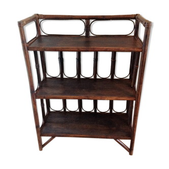 Floor on feet three levels in rattan / vintage years 60-70s