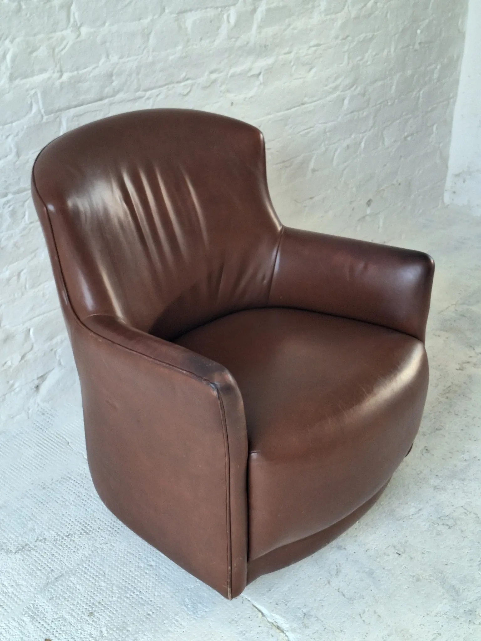 Mid century club chair in cigar-brown patinated leather, 1960s