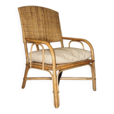 Fauteuil en bambou et moelle de rotin