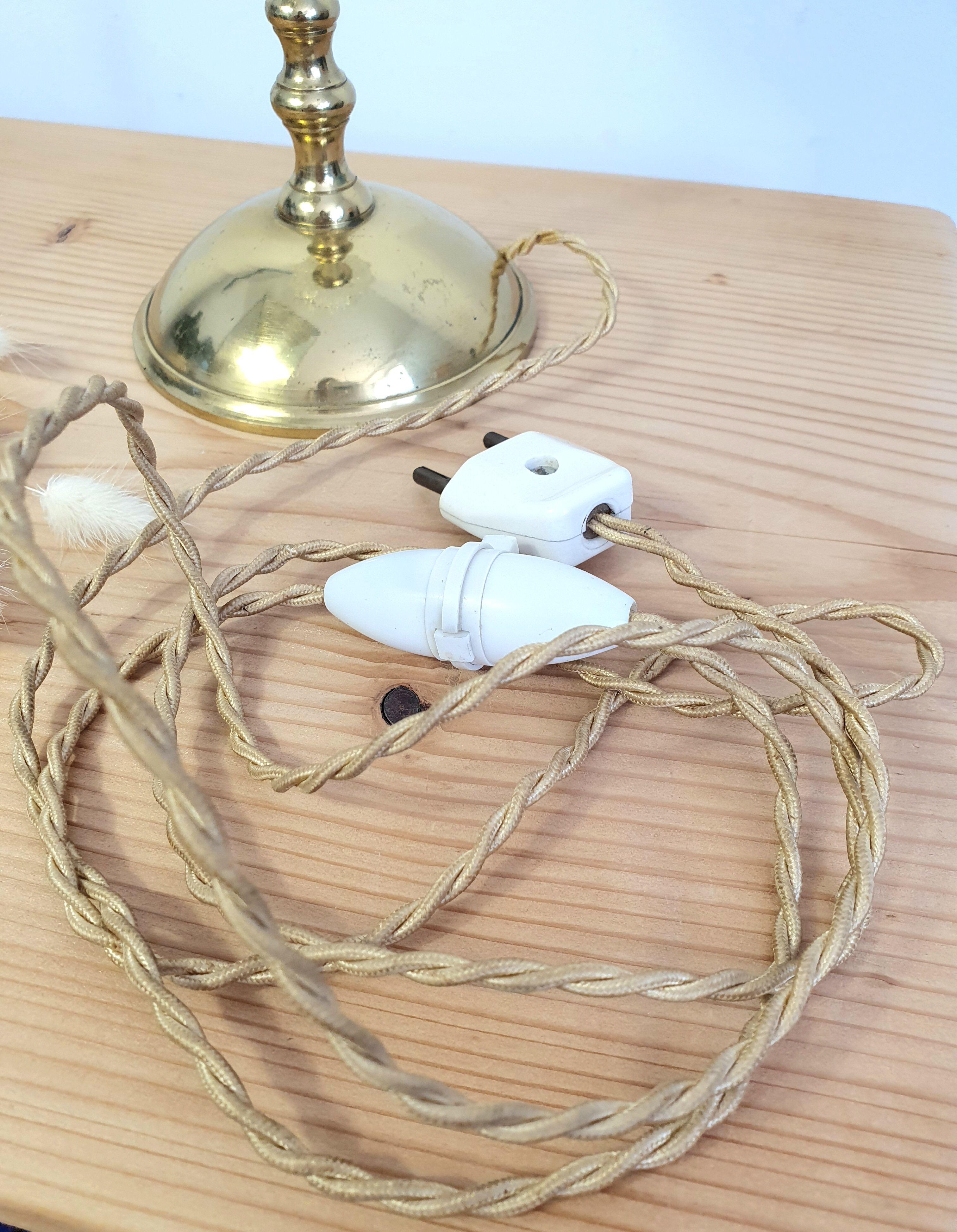Vintage table lamp, brass foot and glass globe