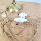 Vintage table lamp, brass foot and glass globe