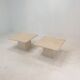 Set de 2 tables basses ou d’appoint en travertin italien, années 1980