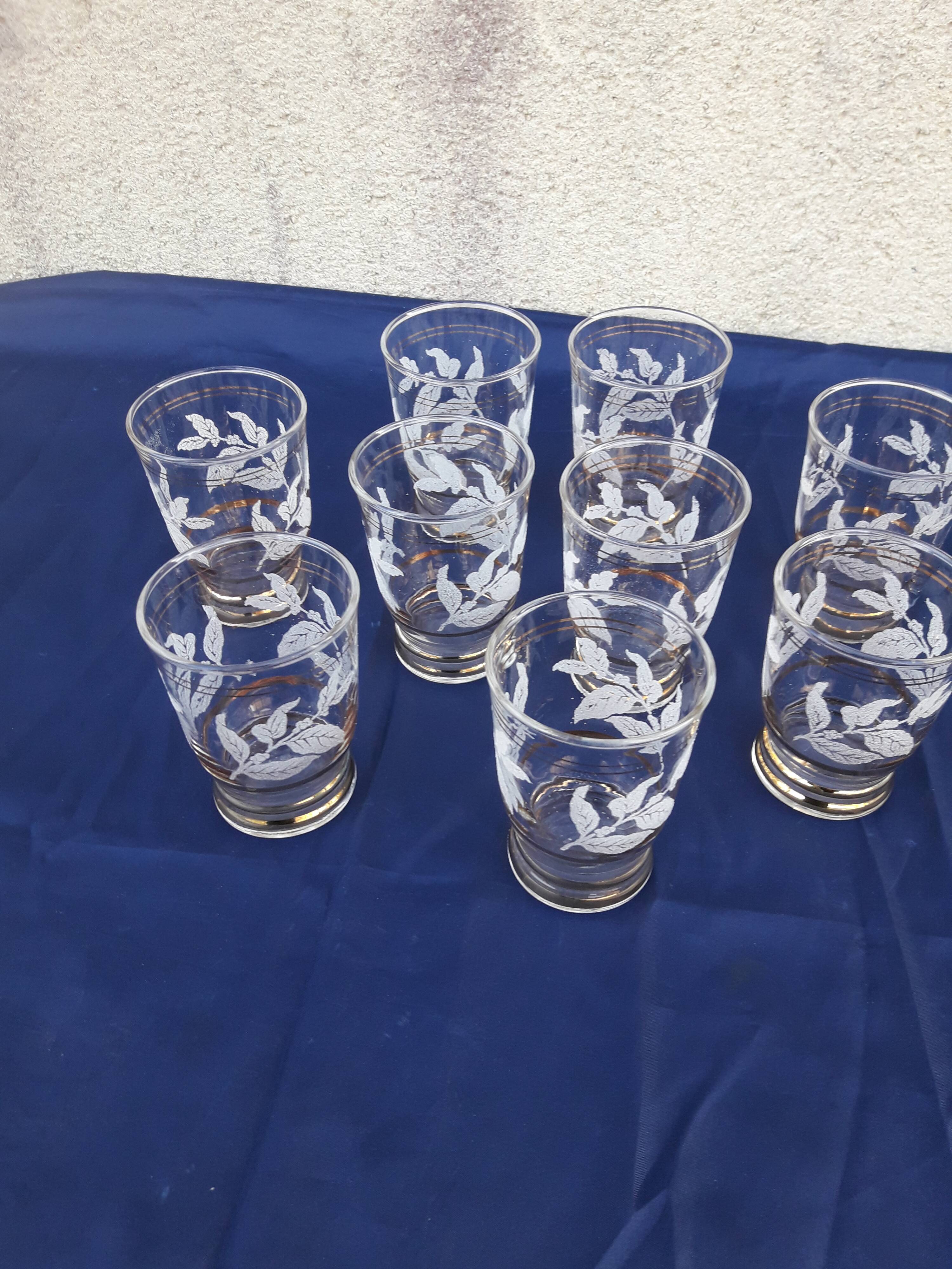 9 granite glasses and golden eder glasses H 9 cm