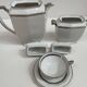 Art Deco service, porcelain with platinum, Kintsugi restoration.