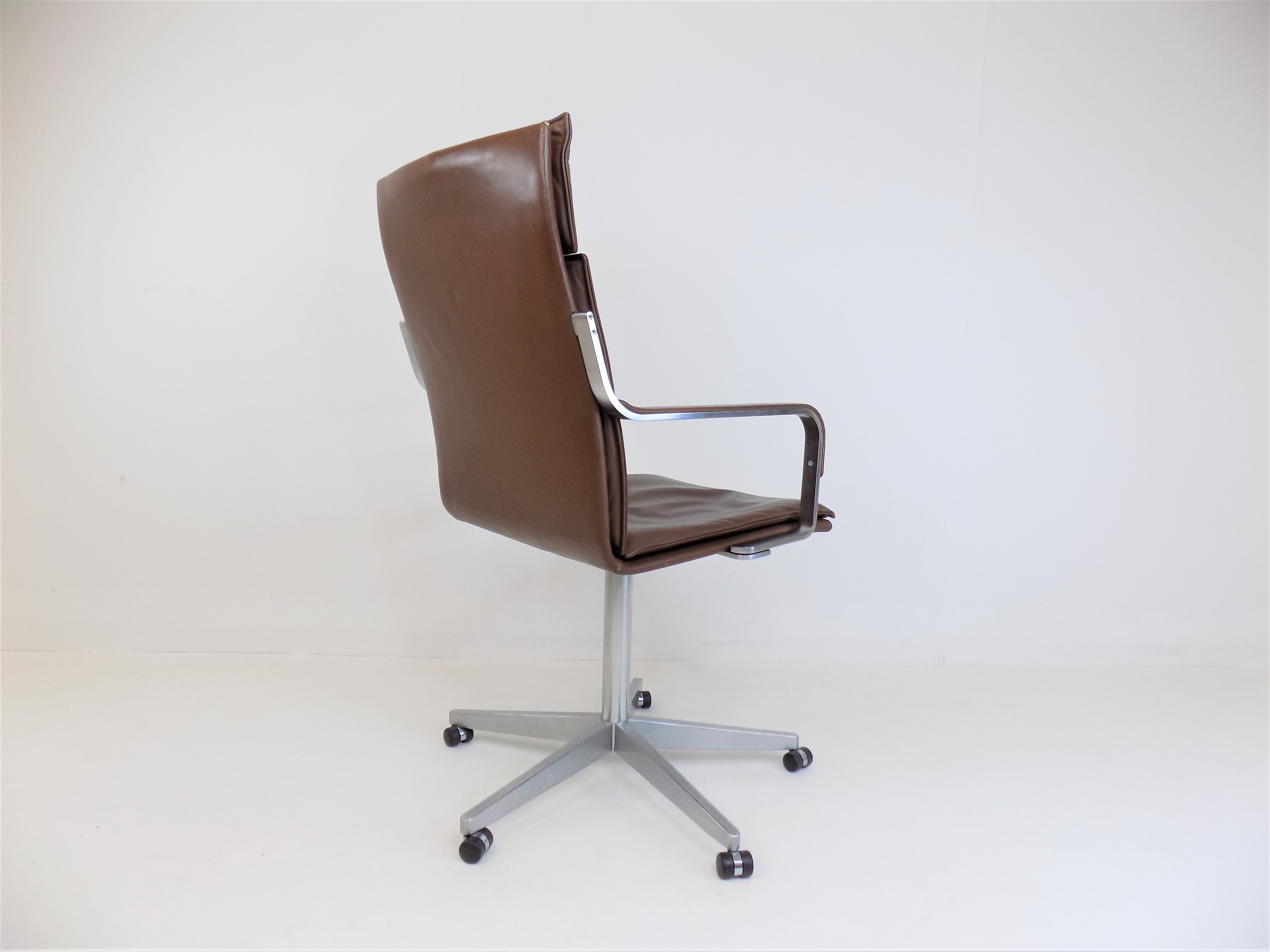 Rudolf Glatzel Leather Office Chair, Knoll