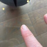 Gae Aulenti coffee table for Fontana Arte, transparent glass top with black cast iron supports, 1980s.