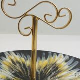 Vintage 70s black and yellow serving plate – Retro decorative plate