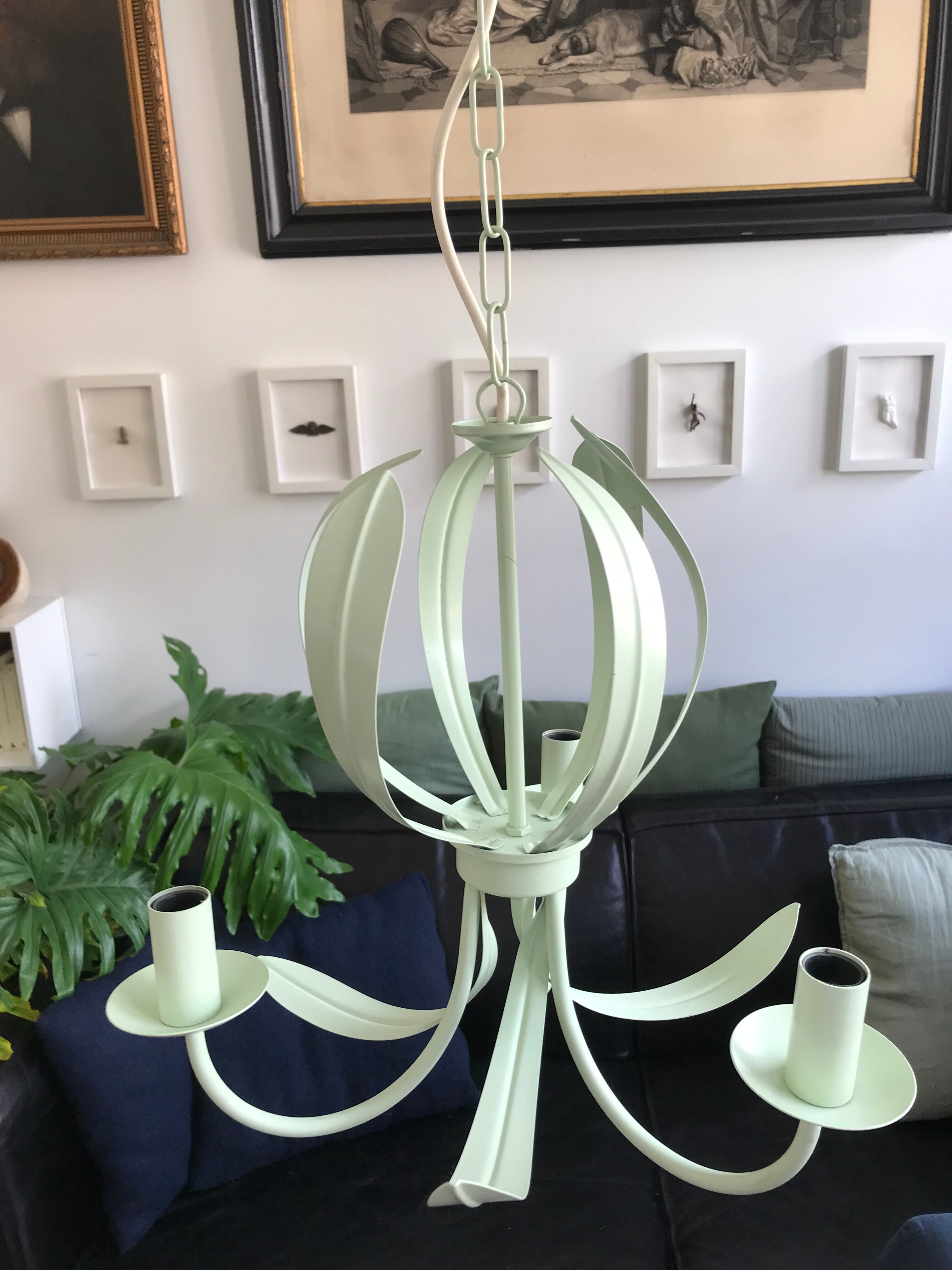 Green water metal chandelier