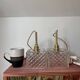 Pair of chiseled glass portable lamps
