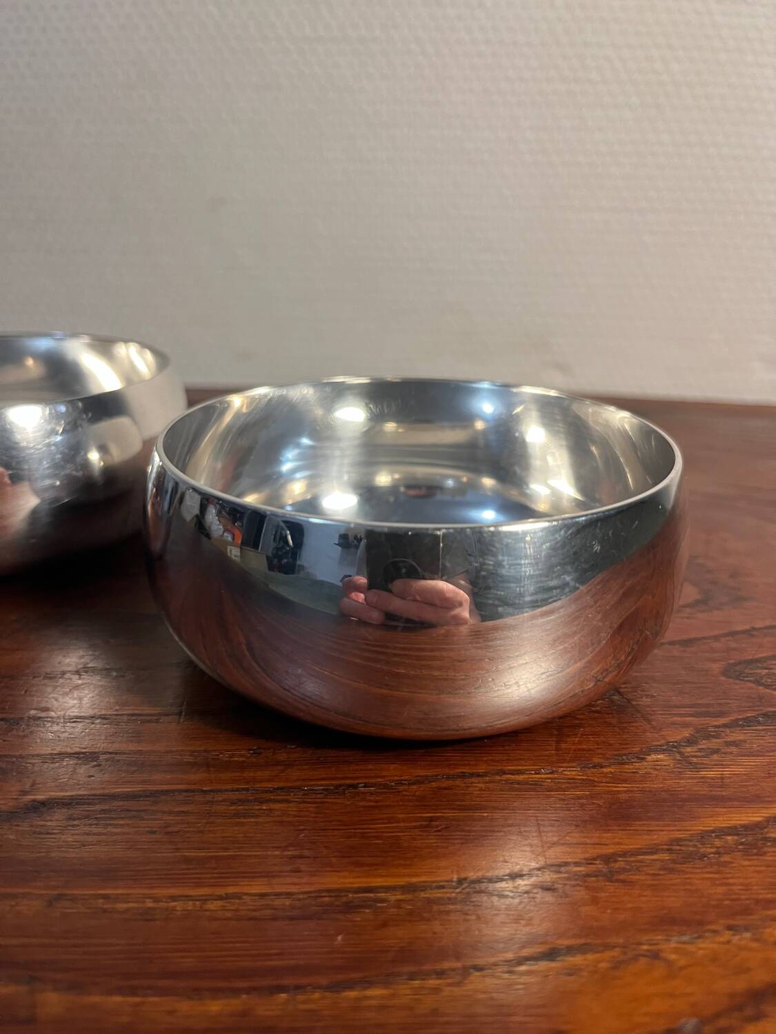 Set of two silver-plated finger bowls from Christofle