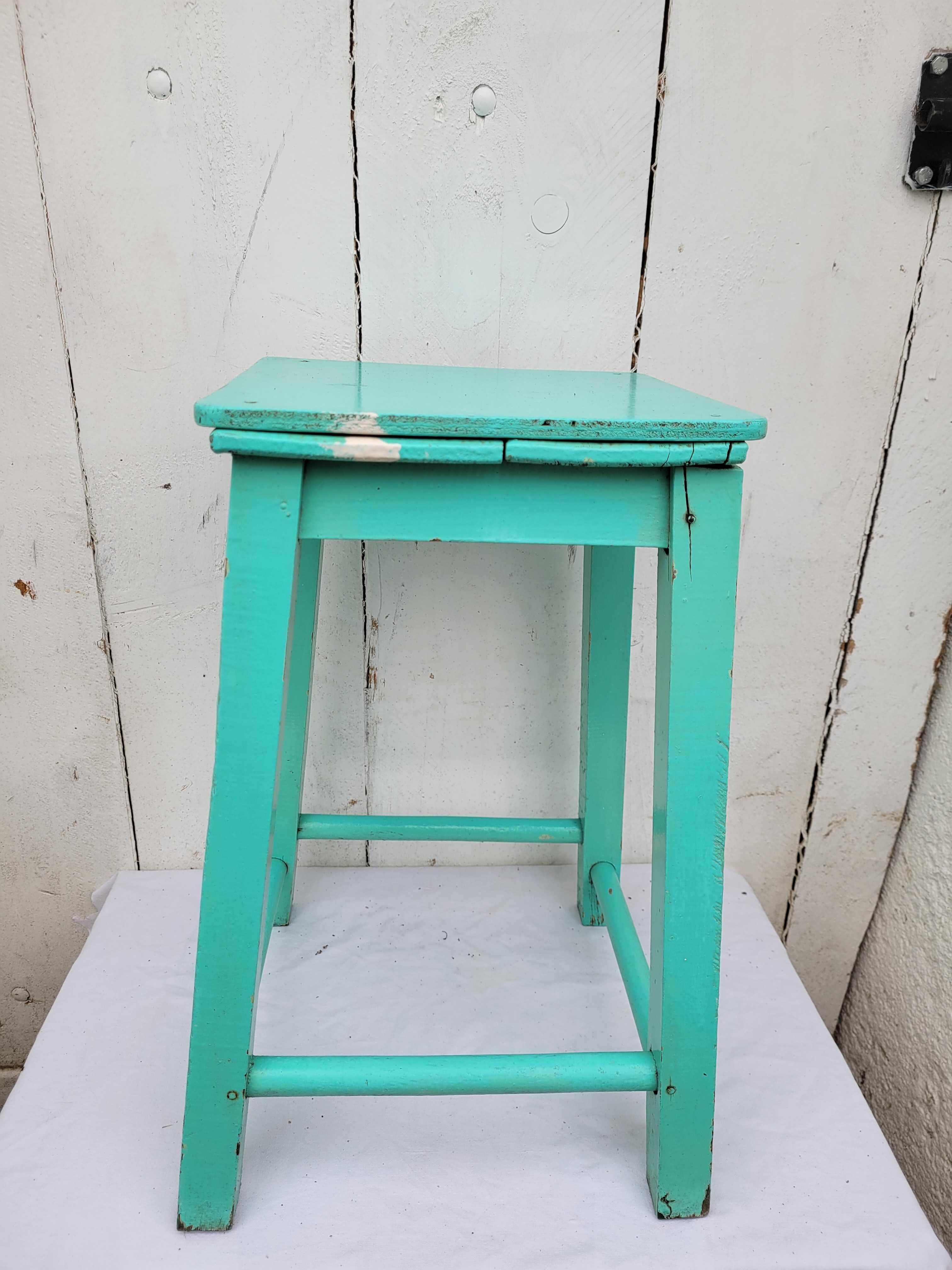 Blue wooden stool