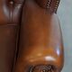 Chesterfield wing chair in dark brown English cowhide
