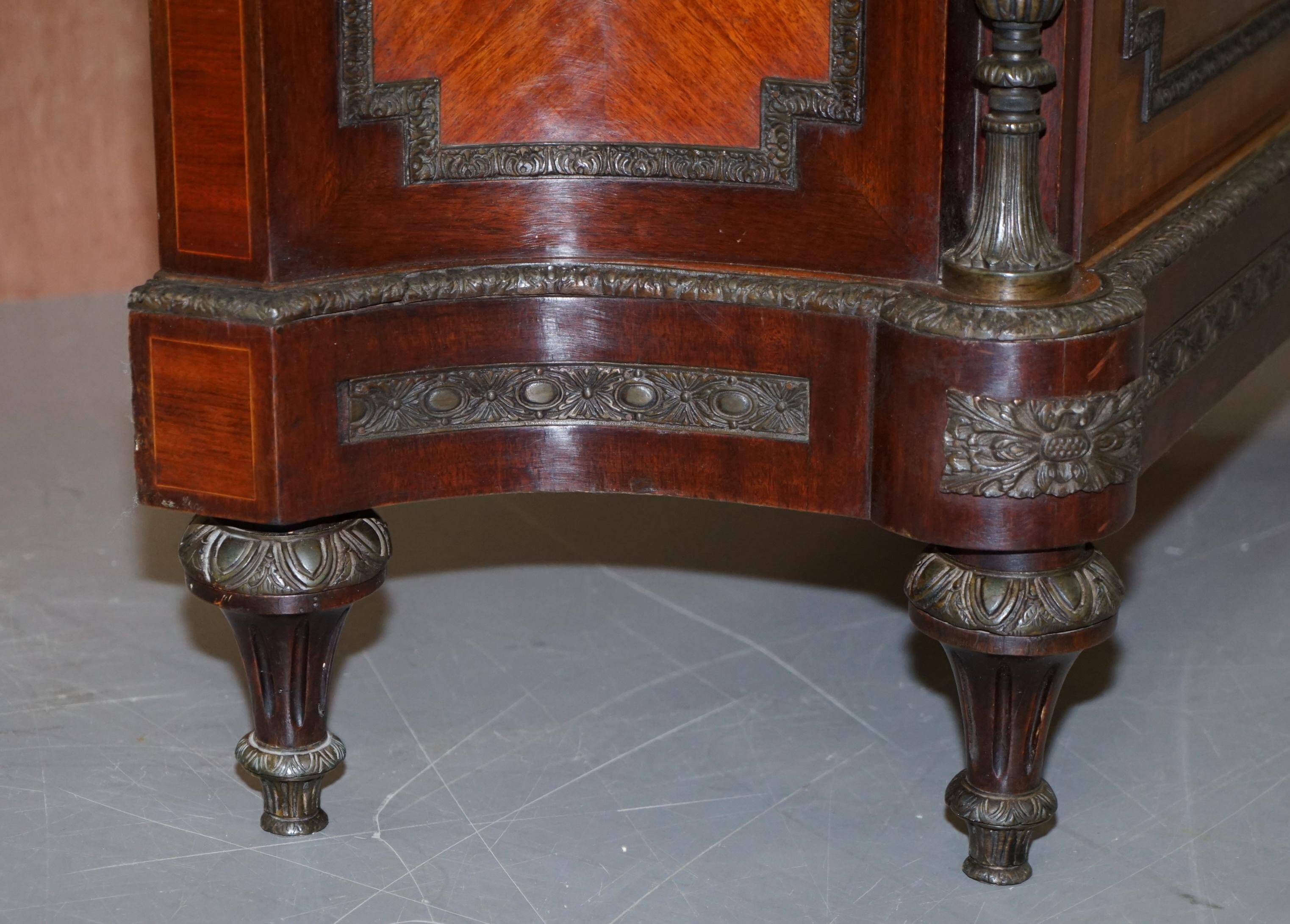 Louis Buffet in Walnut 19th Century with Drawers, Marble and Bronze Ornaments