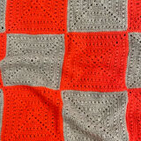 Vintage Granny Square Crochet Wool Throw