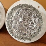 Pair of ceiling lights - Staff Leuchten - In aluminium and moulded glass with a bubble pattern.