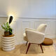 Vintage armchair – Ecru fabric – 1970s