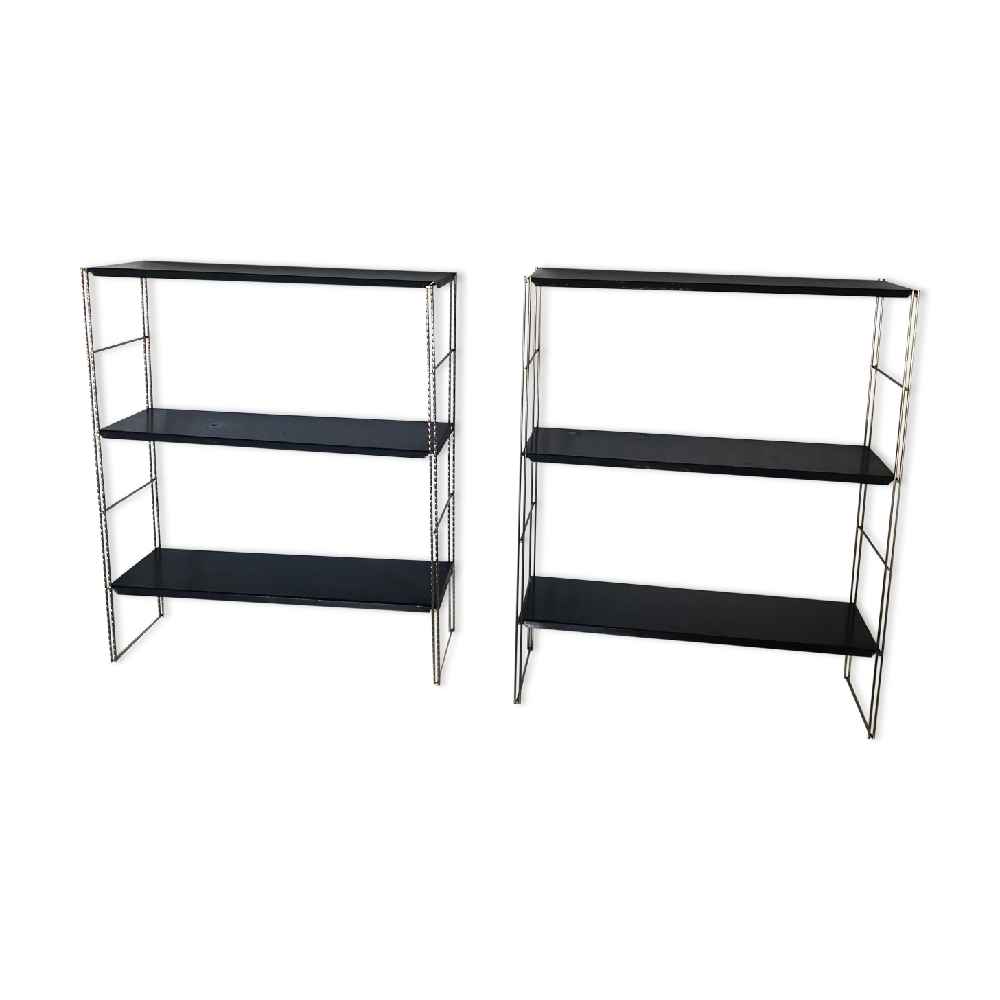 Pair of black string shelves, 1960 - 58x49cm