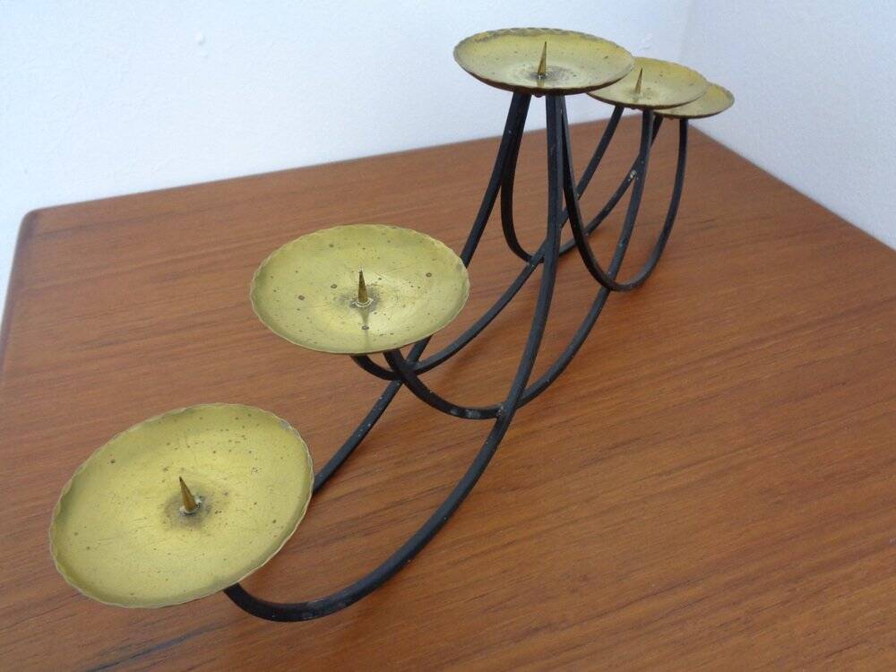 Brutalist Iron Candleholder, 1960s
