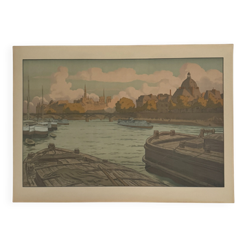 Lithograph by Henri Rivière Parisian Landscapes The Institute and the City