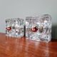 Pair of Ice Cube wall sconces in transparent bubbled glass, 1970s.