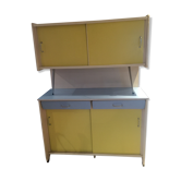 Blue and yellow formica buffet