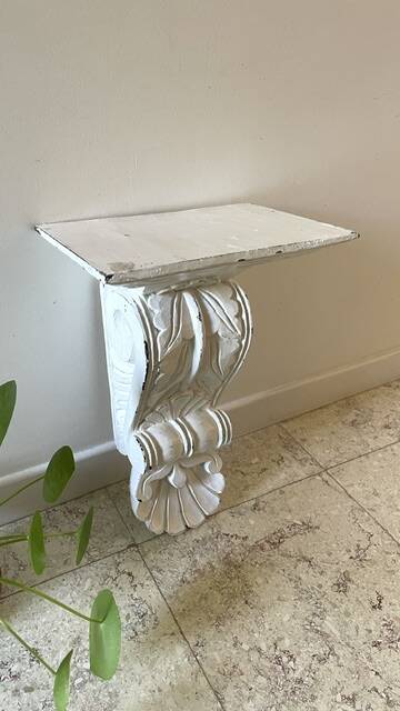 White Patinated Wall Console Shelf
