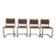 Series of 4 wooden chairs by Marcel in wood and fabric