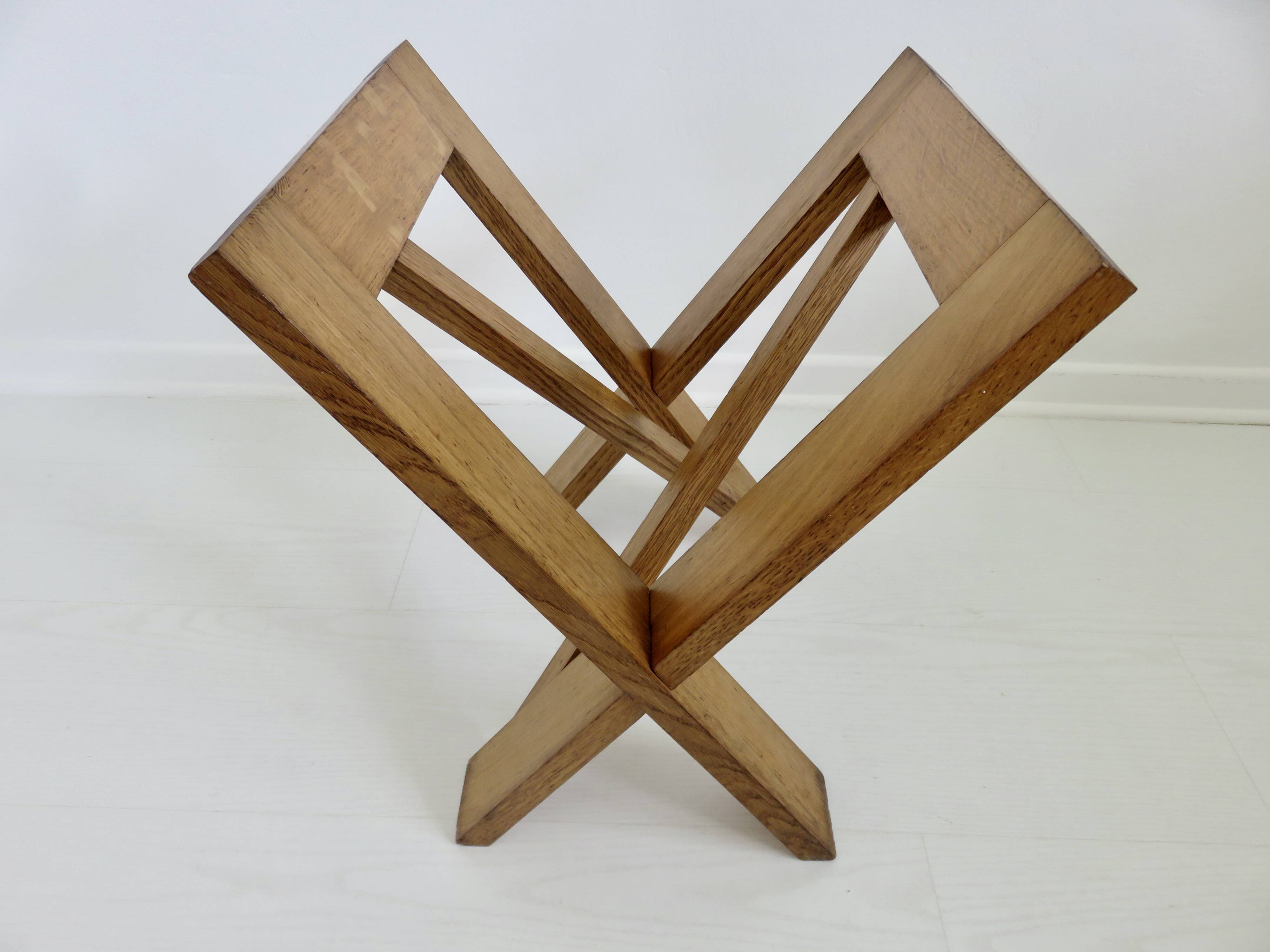 Scandinavian magazine rack in solid wood 1970