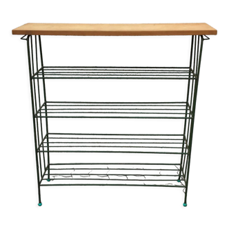 Vintage metal shoe rack table mid century 70s czechoslovakia