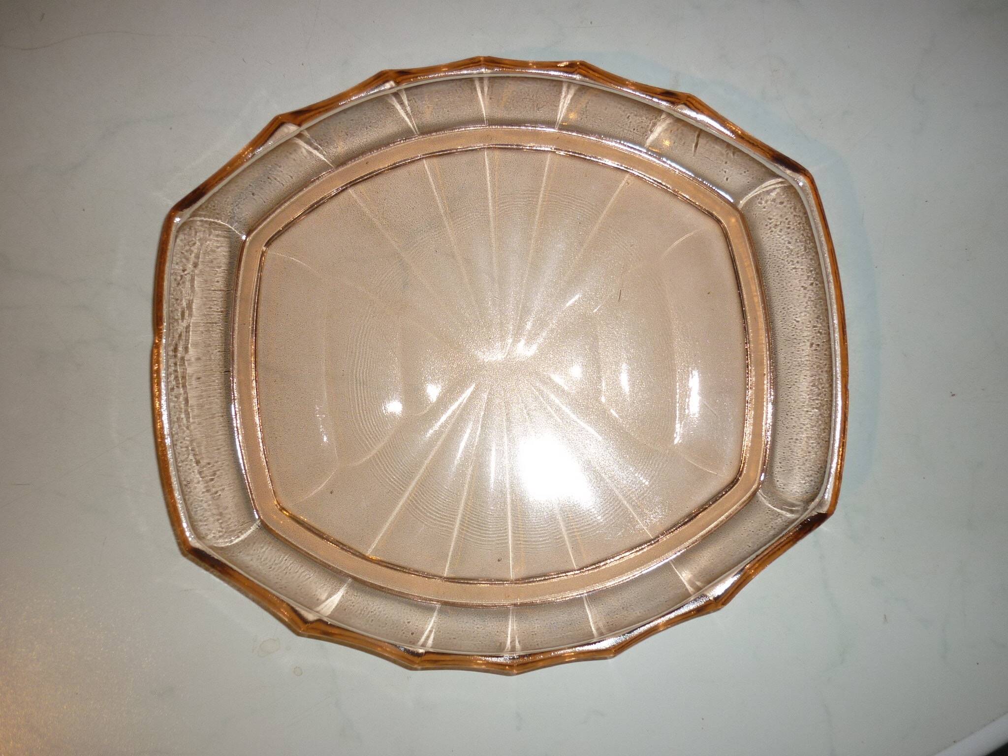 Clear pink glass serving dish