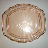 Clear pink glass serving dish