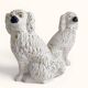 Pair of King Charles Spaniel dogs in Staffordshire majolica style.