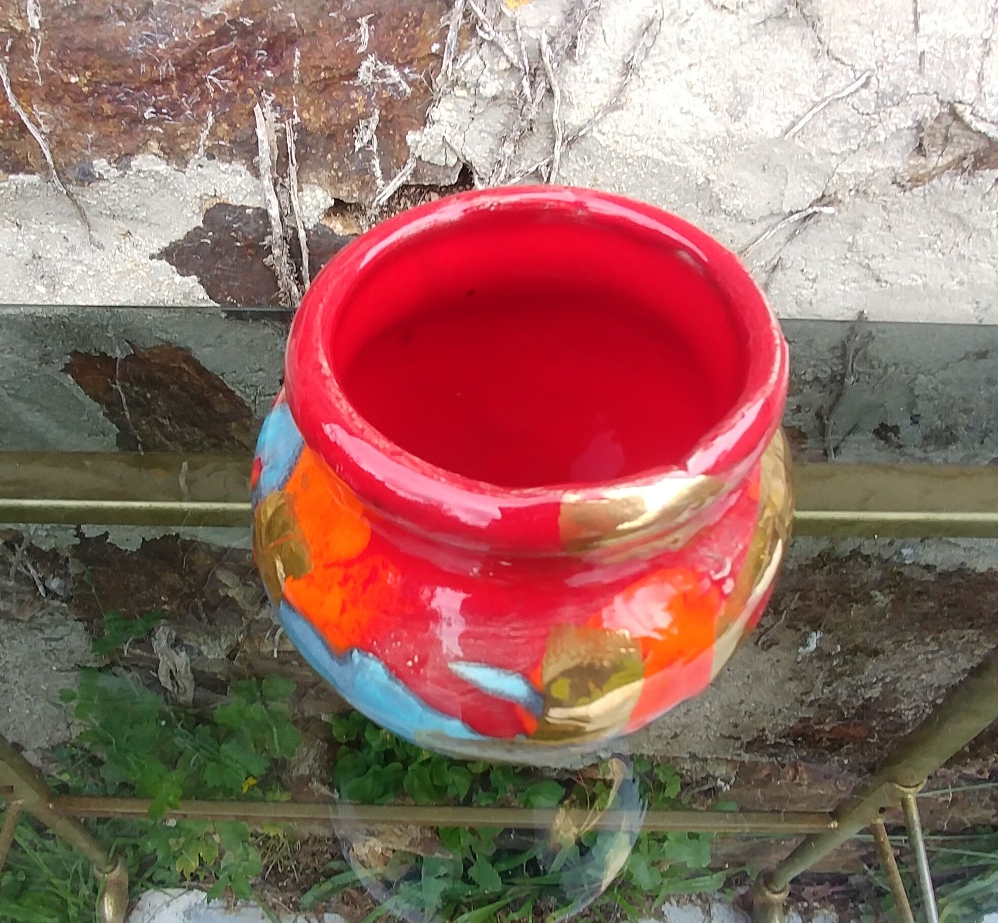 Glazed ceramic vase vintage 60s ceramics of gévaudan