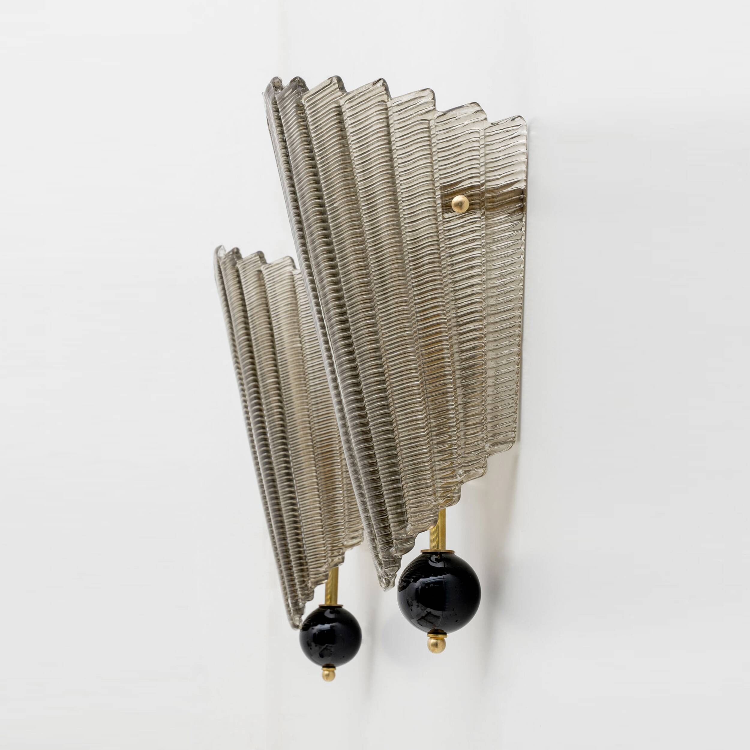 Pair of Modern Italian Murano Glass Textured Wall Sconces