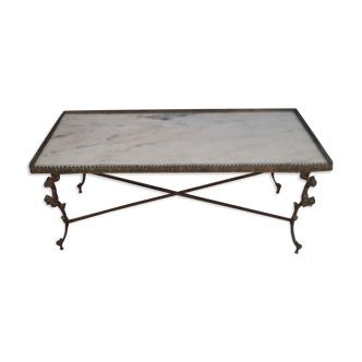 Bronze and marble coffee table