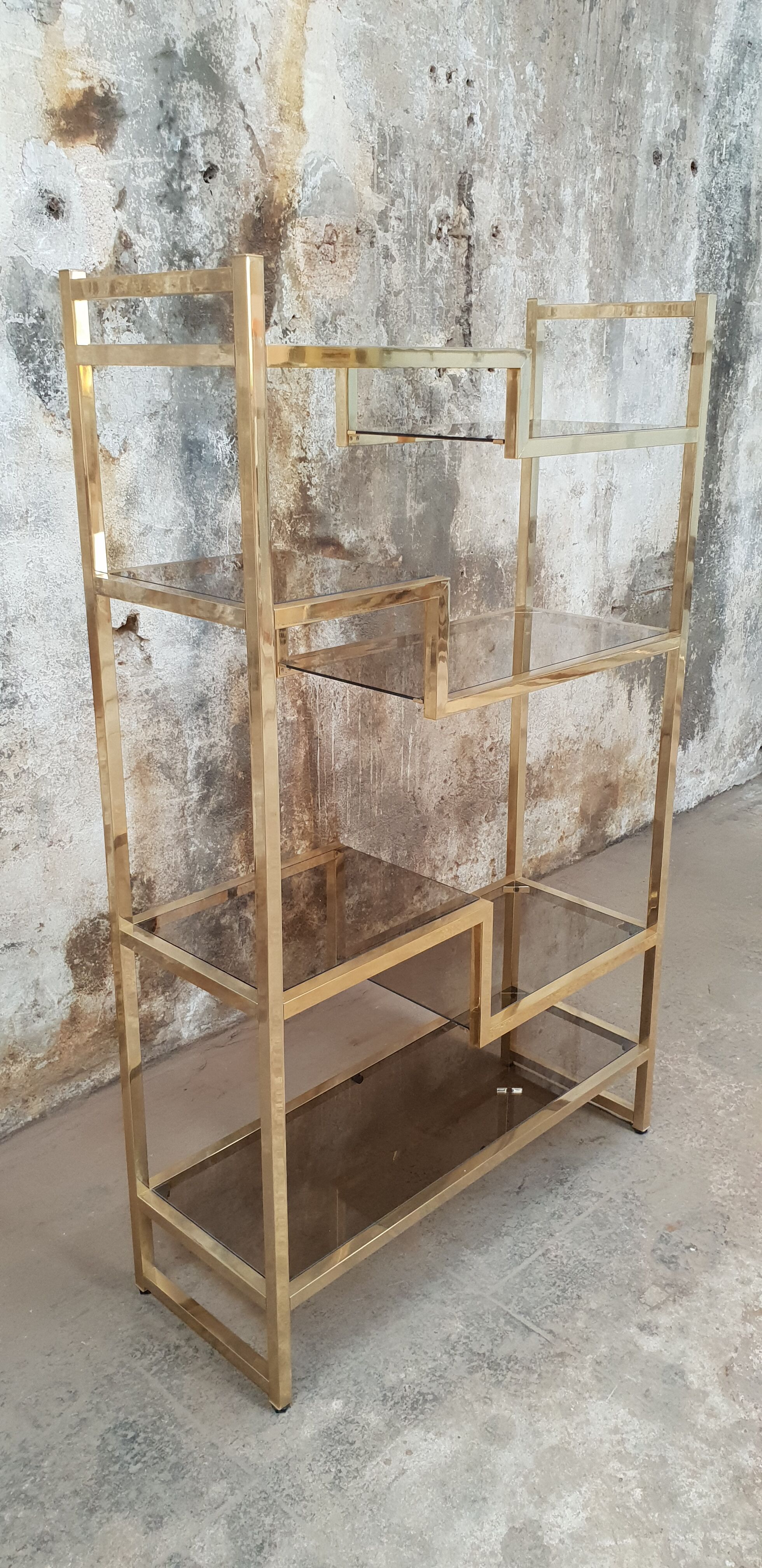 Vintage glazed brass shelf