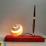 Desk pen set with sea shell lamp