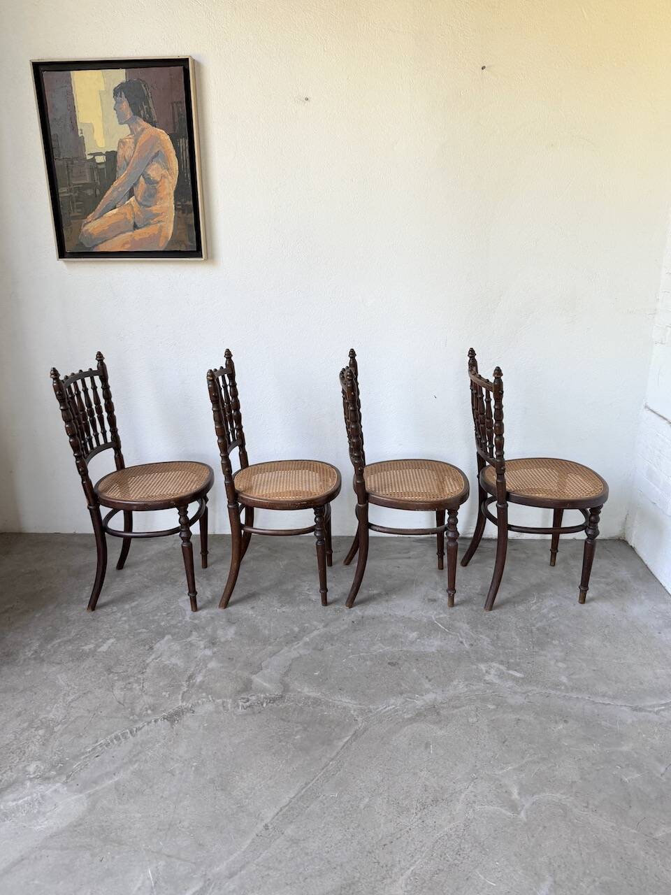 Set of 4 Fischel cane bistro chairs n019